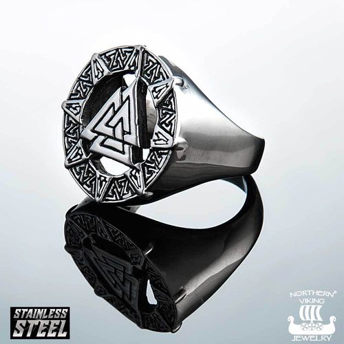 Northern Viking Jewelry Valknut Odin Symbol sormus NVJSO015 - Terässormukset - NVJSO015-190 - 1