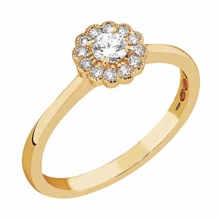 Sandberg Kukkaniitty timanttisormus M-872k 0,22 ct - Halosormukset - M-872k-150 - 1