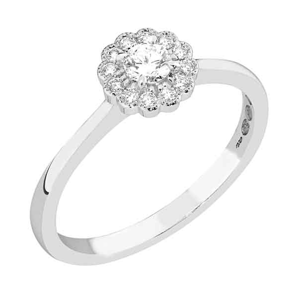 Sandberg Kukkaniitty timanttisormus M-872w 0,22 ct - Halosormukset - M-872w-150 - 2