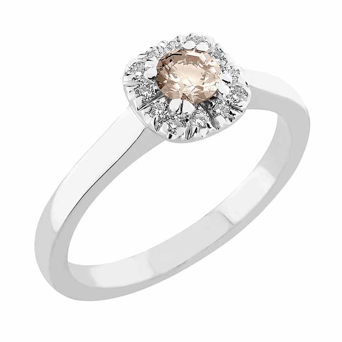 Sandberg Toivomuslähde Morganiitti Peach 0,11 ct V-713w - Halosormukset - V-713w-MP-160 - 1