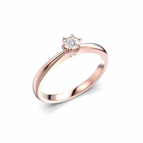 Festive Classic 23 Timanttisormus 0,20 ct punakulta - Solitaire sormukset - 14-686-020-PK-150 - 1