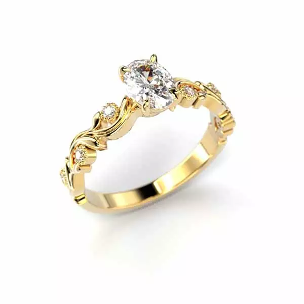 Festive Feeniks Lux Oval Timanttisormus 0,56 ct keltakulta - Sivukivisormukset - 14-716-056-KK-150 - 1