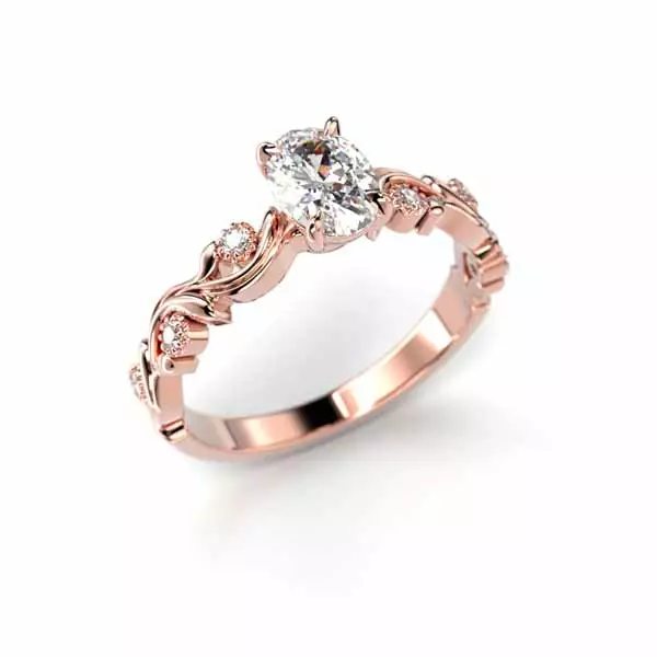 Festive Feeniks Lux Oval Timanttisormus 0,56 ct punakulta - Sivukivisormukset - 14-716-056-PK-150 - 1