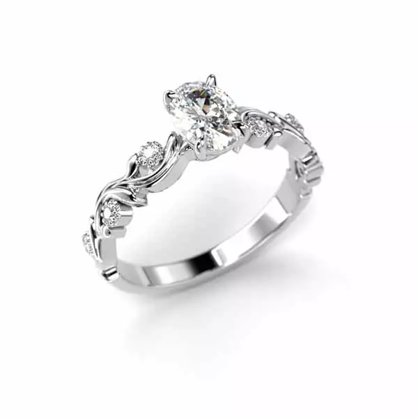 Festive Feeniks Lux Oval Timanttisormus 0,56 ct valkokulta - Sivukivisormukset - 14-716-056-VK-150 - 1