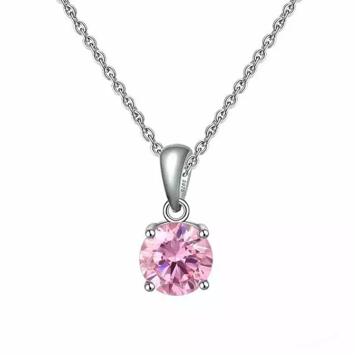 Hopeariipus pinkki zirkonia 8 mm - Hopeakorut - HMN-M-10 - 1