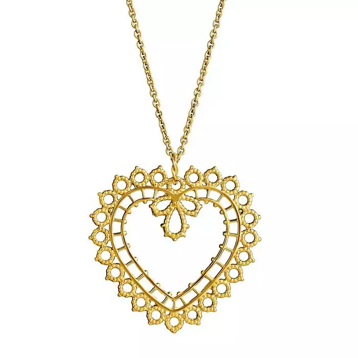 Lempikoru Pitsisydän hopeariipus kullattu iso - Hopeakorut - 5231000500 - 1