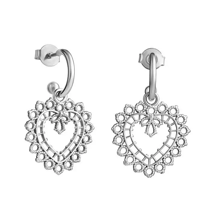 Lempikoru Pitsisydän hopeiset korvarenkaat 3331200000 - Hopeakorut - 3331200000 - 1