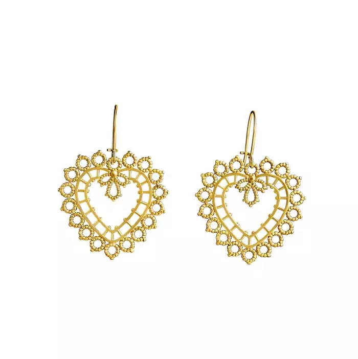 Lempikoru Pitsisydän kullatut hopeakorvakorut koukulla 5431100000 - Hopeakorut - 5431100000 - 1