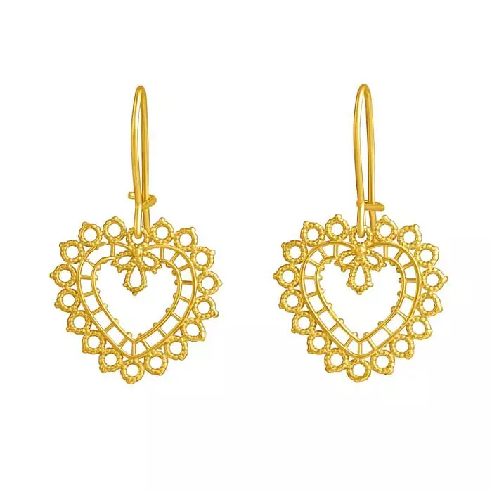 Lempikoru Pitsisydän kullatut hopeakorvakorut pienet 5431200000 - Hopeakorut - 5431200000 - 1