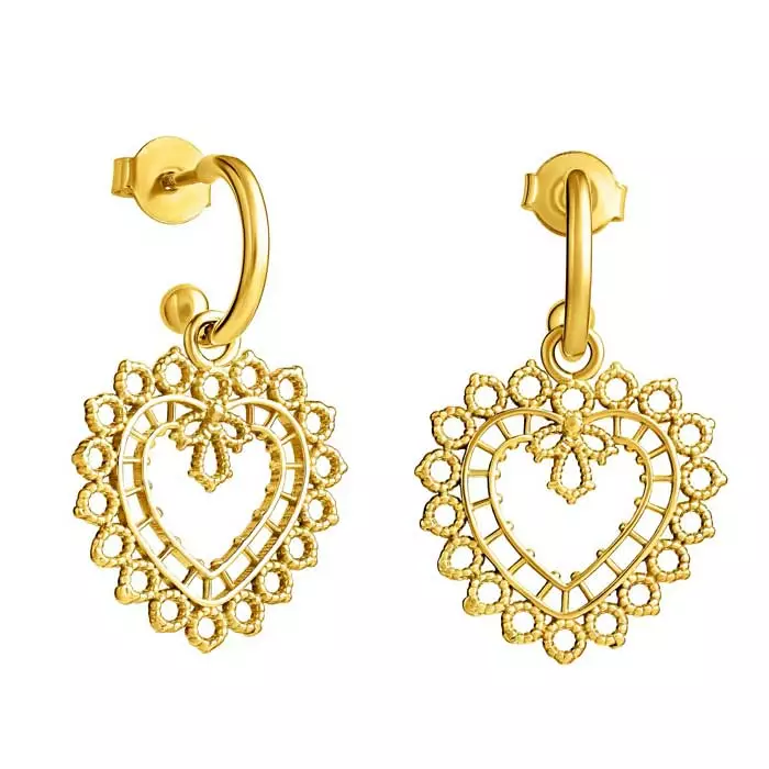 Lempikoru Pitsisydän kullatut korvarenkaat 5331200000 - Hopeakorut - 5331200000 - 1