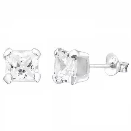 Hopeakorvakorut neliö zirkoniat 6 mm - Hopeakorut - HME611 - 1