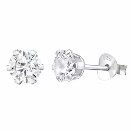 Hopeakorvakorut pyöreä zirkoni 5 mm - Hopeakorut - HME501 - 1
