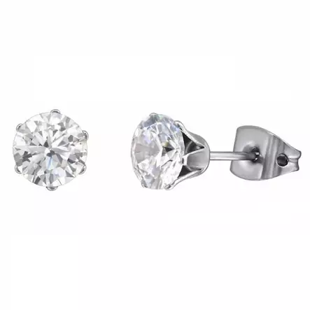 Titaanikorvakorut kirkas zirkonia 6 mm - Muotikorut - HME681 - 1