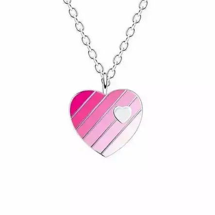 Lasten hopeinen kaulakoru pinkki sydän - Hopeakorut - HMN181 - 1