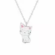Lasten hopeinen kaulakoru valkoinen kissa - Hopeakorut - HMN191 - 1