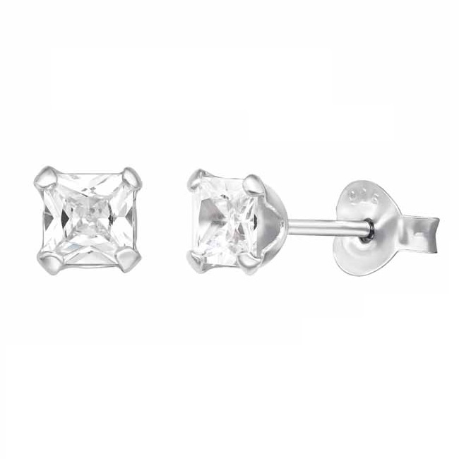 Hopeakorvakorut neliö zirkoniat 4 mm - Hopeakorut - HME601 - 1