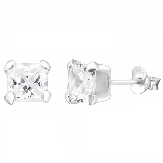 Hopeakorvakorut neliö zirkoniat 6 mm - Hopeakorut - HME611 - 1