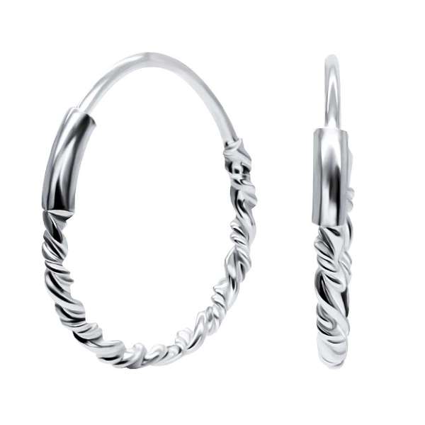 Hopeakorvarenkaat kuvioinnilla 10 mm - Hopeakorut - HME471 - 1