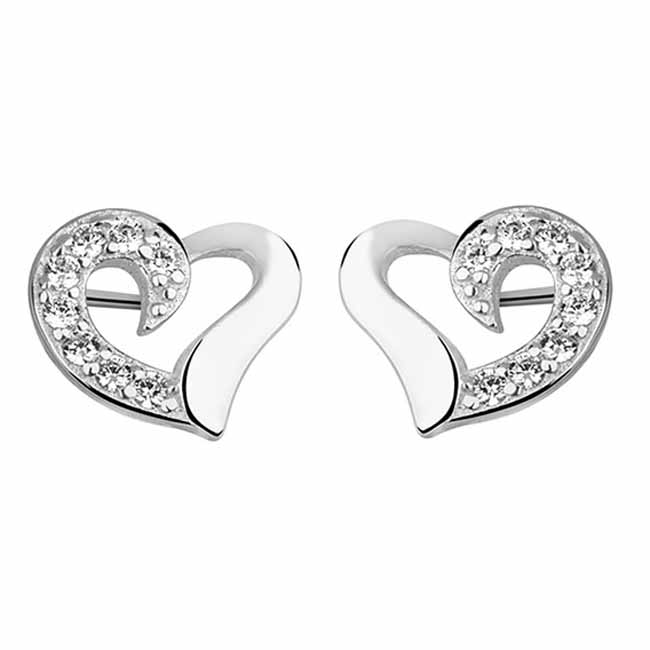 Hopeiset sydänkorvakorut zirkoniat - Hopeakorut - HME561 - 1
