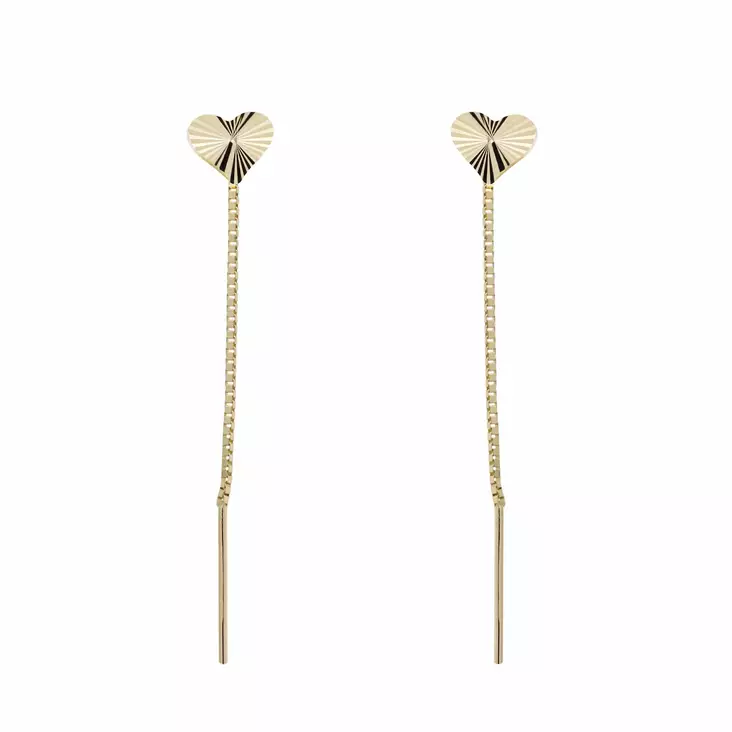 Kultaiset ketjukorvakorut sydän - Kultakorut - 23-1031 - 1