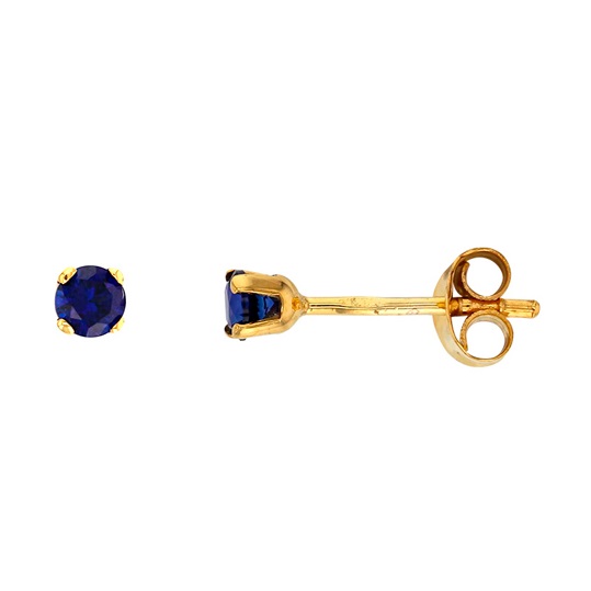 Kultaiset korvakorut sininen zirkonia 3 mm - Kultakorut - HME841 - 1