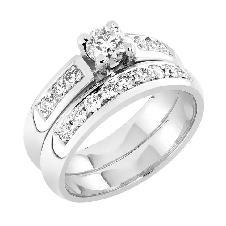 Sandberg Aamukaste valkokultainen timanttisormusyhdistelmä - Valkokultasormukset - Aamukaste1 - 1