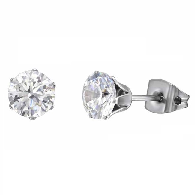 Titaanikorvakorut kirkas zirkonia 6 mm - Muotikorut - HME681 - 1