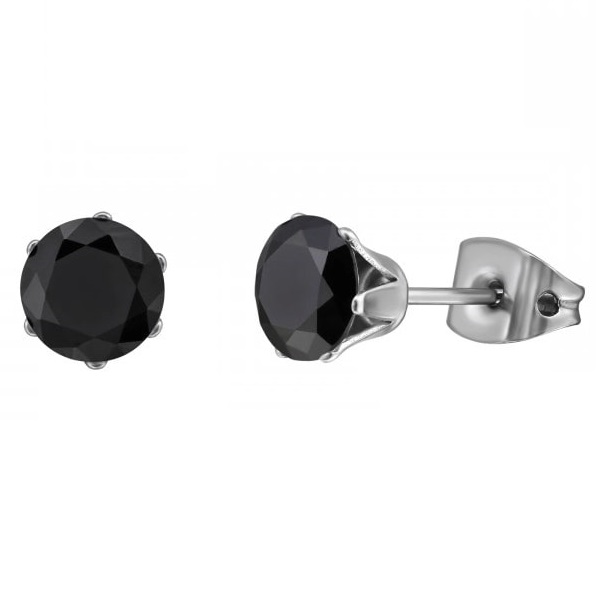 Titaanikorvakorut musta zirkonia 6 mm - Muotikorut - HME921 - 1