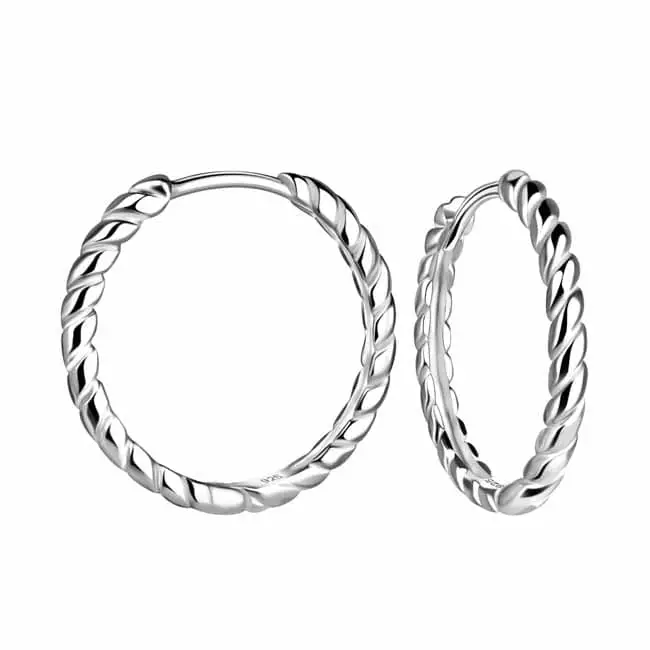 Hopeiset korvarenkaat kierrekuviolla 2 x 18 mm - Hopeakorut - HME1111 - 1