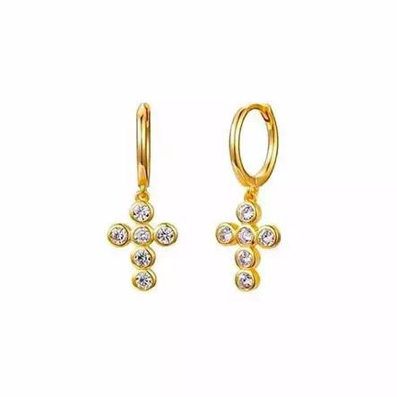 Kullatut hopeakorvarenkaat ristit ja zirkoniat - Hopeakorut - HME1272 - 1