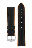 Hirsch Andy nahkaranneke musta/oranssi L 22 mm - Kellon rannekkeet - 0927628050-2-22 - 2