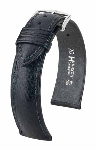 Hirsch Camelgrain nahkaranneke musta L 22 mm - Nahkarannekkeet - 01009050-2-22 - 1