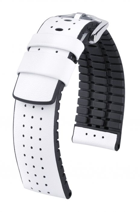Hirsch Tiger nahkaranneke valkoinen L 22 mm - Kellon rannekkeet - 0915075000-2-22 - 1