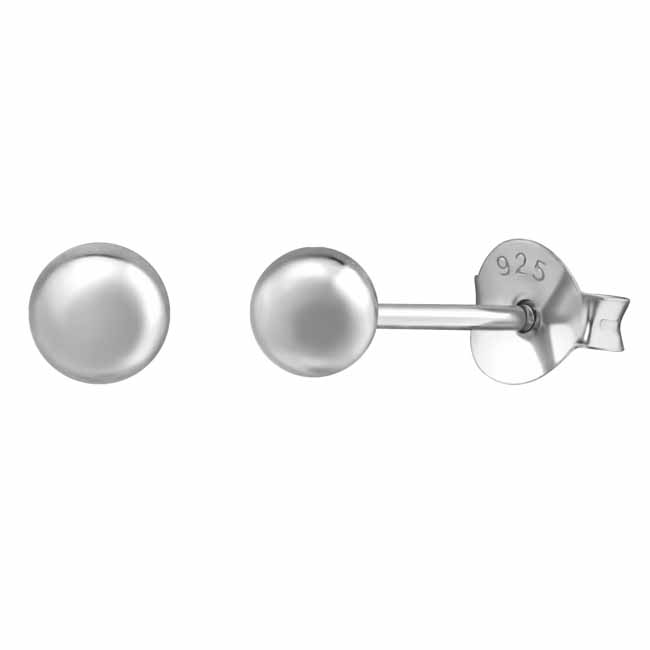 Hopeiset rodinoidut pallokorvakorut 4 mm - Hopeakorut - HME302 - 1