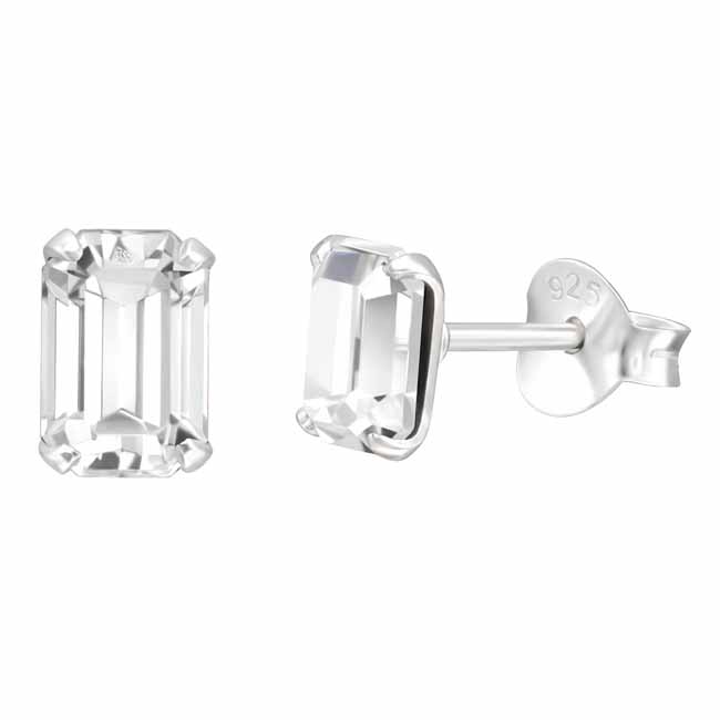 Suorakulmaiset kristallikorvakorut - Hopeakorut - HME272 - 1