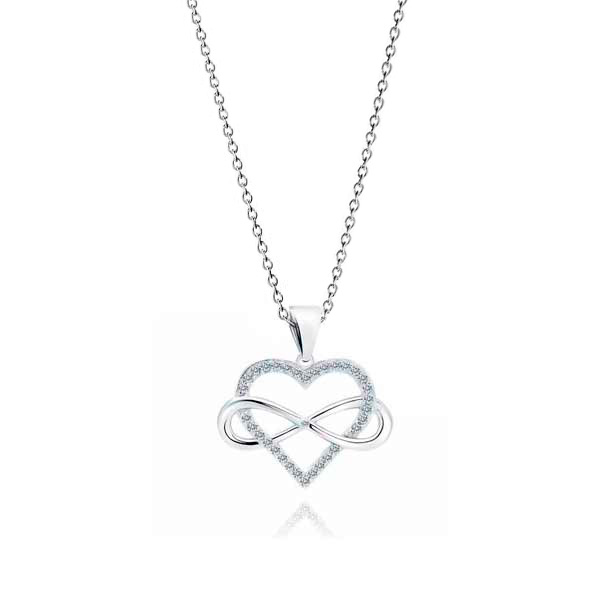 Hopeinen sydänriipus infinity-symbolilla - Hopeakorut - HMN112 - 1