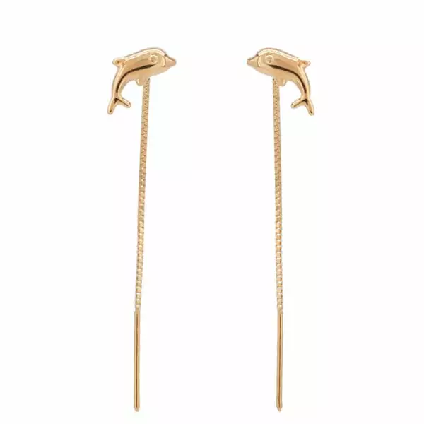 Kultaiset ketjukorvakorut delfiini - Kultakorut - HMAU-032 - 1