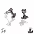 Northern Viking Jewelry Wolf Head Thorin Vasara korvakorut - Hopeakorut - NVJKK043 - 1