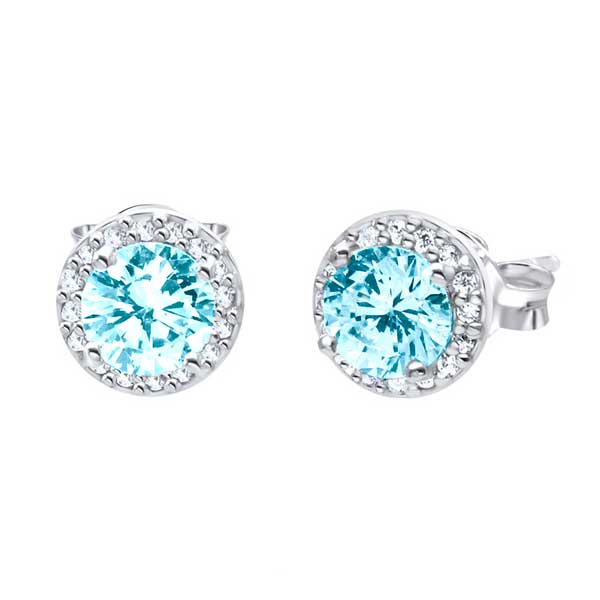 Hopeakorvakorut halo sininen zirkonia - Hopeakorut - HME793 - 1