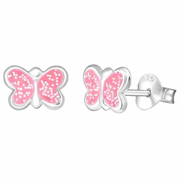 Hopeakorvakorut perhonen pinkki - Hopeakorut - HME143 - 1