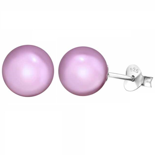 Hopeiset helmikorvakorut vaaleanpunainen - Hopeakorut - HME603 - 1