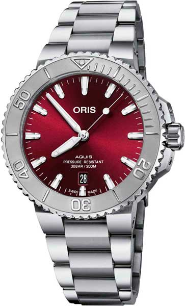 Oris Aquis Date Cherry 01 733 7730 4158-8 24 05 PEB - Oris miesten rannekellot - 7612611034973 - 2