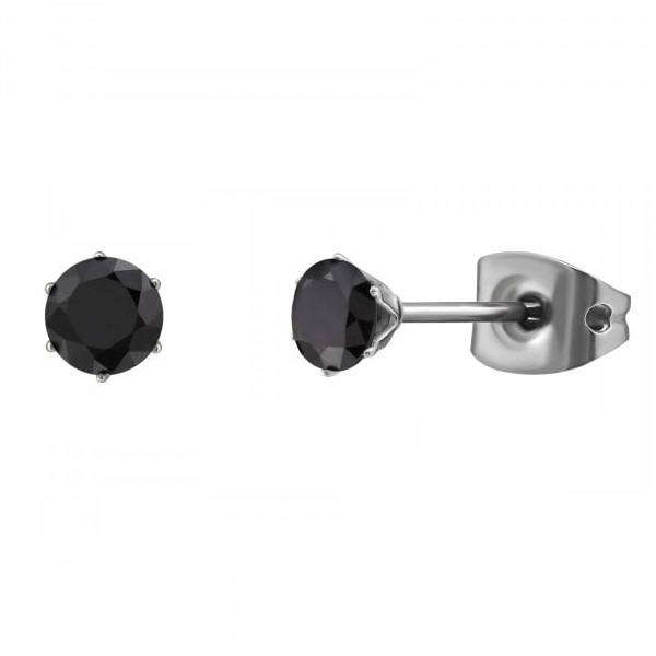 Titaanikorvakorut musta zirkonia 4 mm - Muotikorut - HME923 - 1