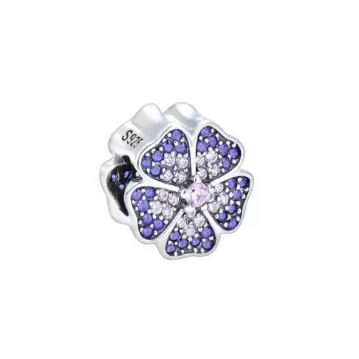 Charmiella hopeahela kukka lila ja vaaleanpunainen - Hopeakorut - PA-003 - 1