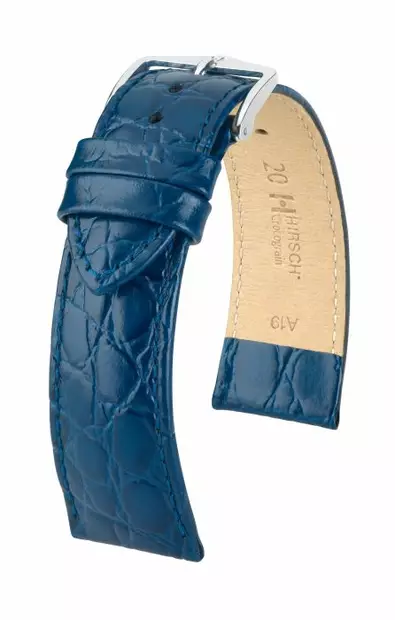 Hirsch Crocograin nahkaranneke sininen M 14 mm - Kellon rannekkeet - 12302880-2-14 - 1