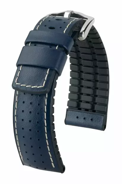 Hirsch Tiger nahkaranneke sininen L 24 mm - Kellon rannekkeet - 0915075080-2-24 - 1