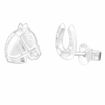 Hopeakorvakorut hevonen ja hevosenkenkä - Hopeakorut - HME174 - 1