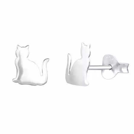Hopeakorvakorut istuva kissa - Hopeakorut - HME184 - 1