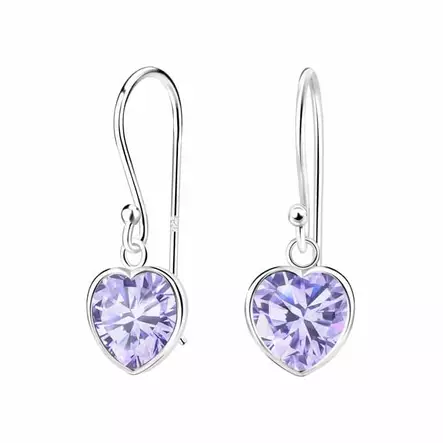Roikkuvat hopeakorvakorut Vaalea Lila Sydän - Hopeakorut - HME1104 - 1