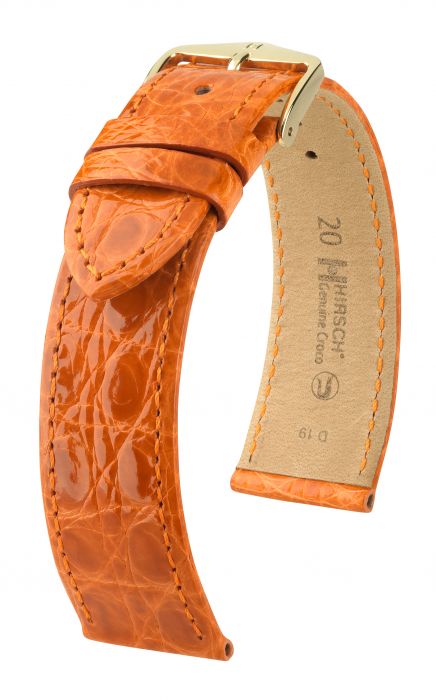 Hirsch Genuine nahkaranneke oranssi M 14 mm - Kellon rannekkeet - 18900876-1-14 - 1